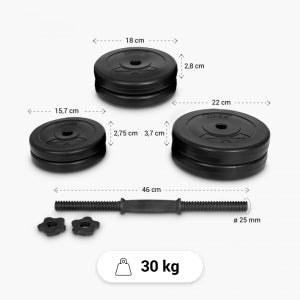 25 mm håndvægtsæt 30 kg