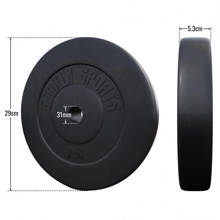 Vægtskive i hård plast 7,5 kg (30 mm)