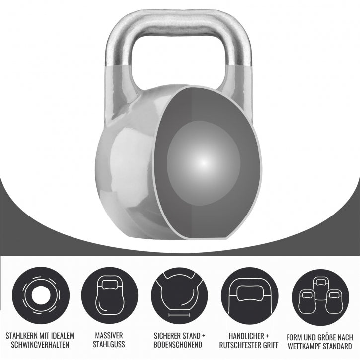 Competition kettlebell 36 kg - Grå