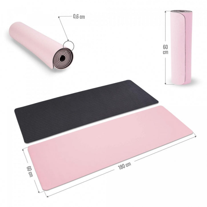 TPE yogamåtte Pink - 6 mm
