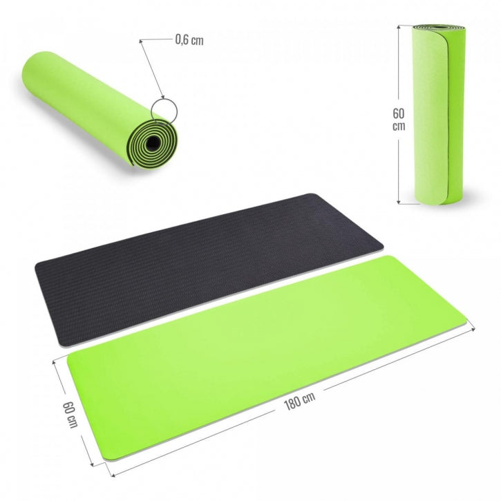 TPE yogamåtte Grøn - 6 mm