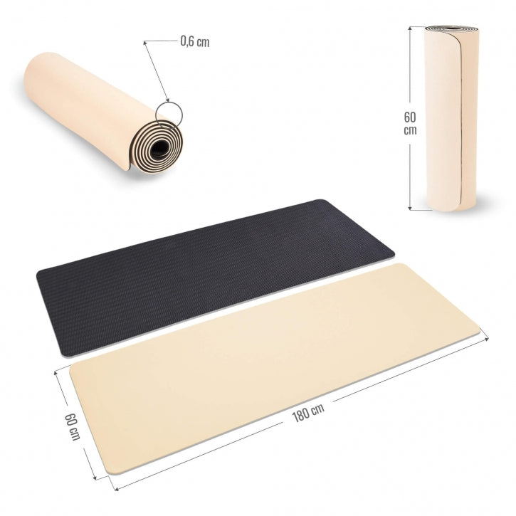 TPE yogamåtte 6 mm - Apricot