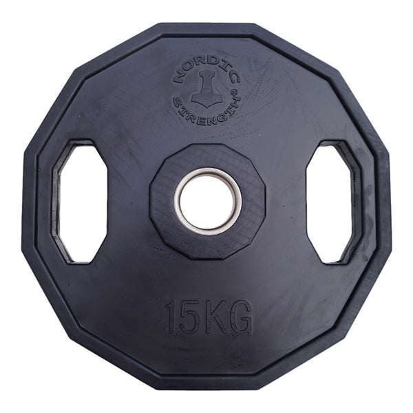 Vægtskive 15 kg - 50 mm (12 kantet/sort)