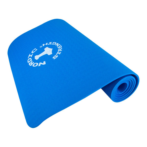 Se TPE yogamåtte Blå - 6 mm hos Billig-fitness.dk
