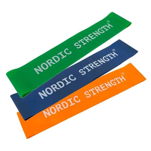 Træningselastik 3-PACK fra Nordic strength (Grøn+blå+orange)